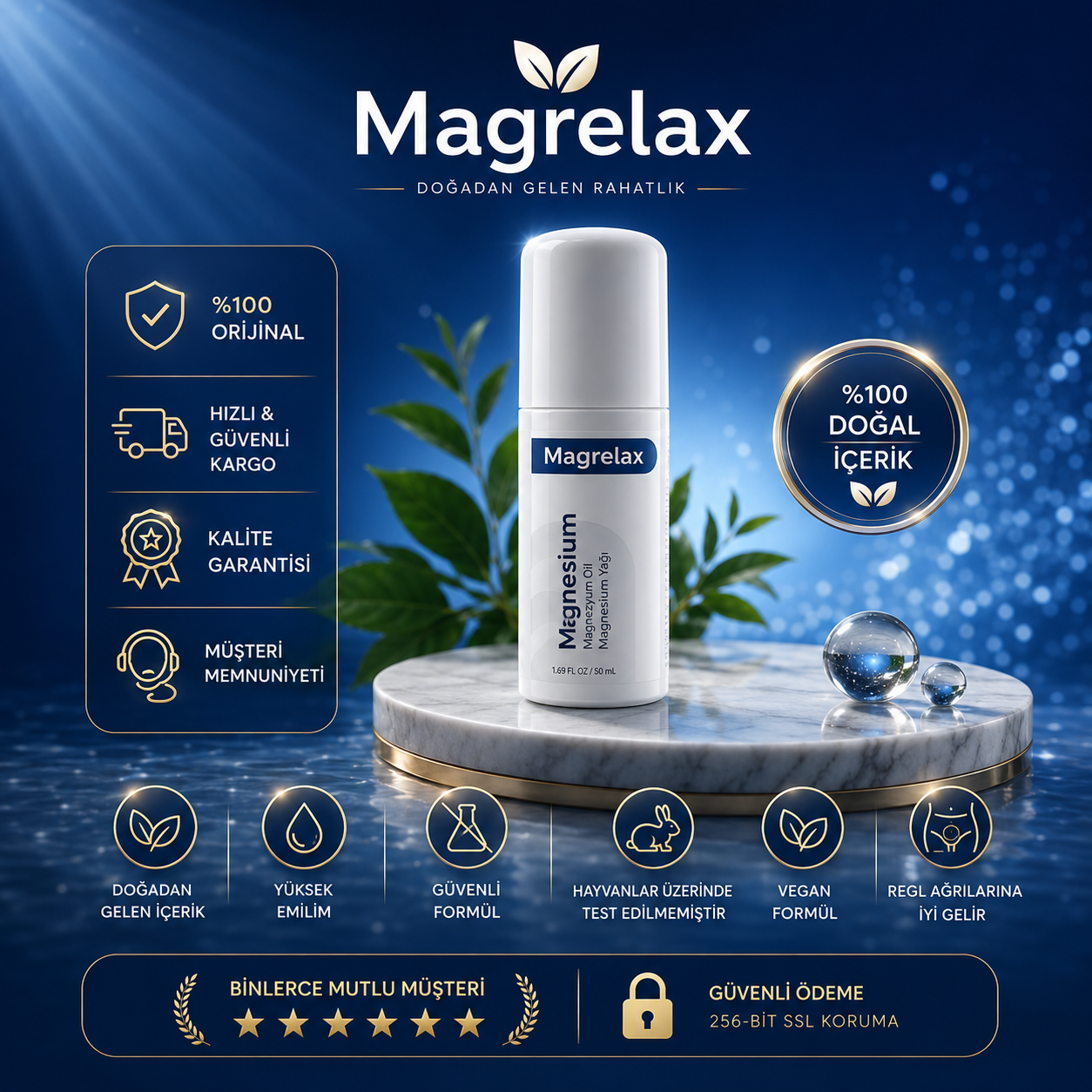 Magrelax Ağrı Kesici Ve Rahatlatıcı Roll-On   Doğal Magnezyum Yağı
